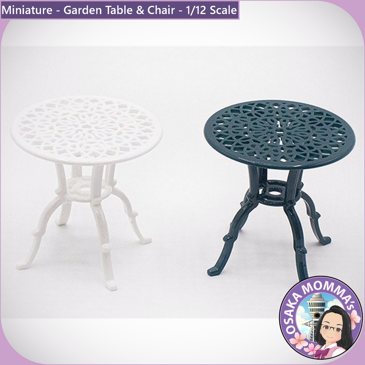 1/12 Scale Garden Table and Garden Chair