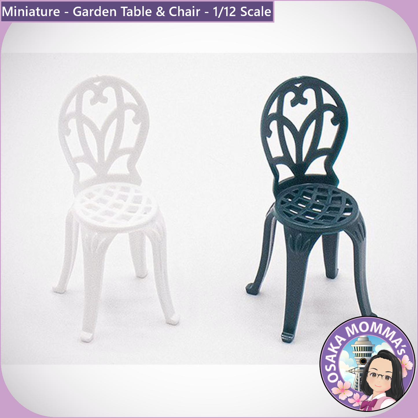 1/12 Scale Garden Table and Garden Chair