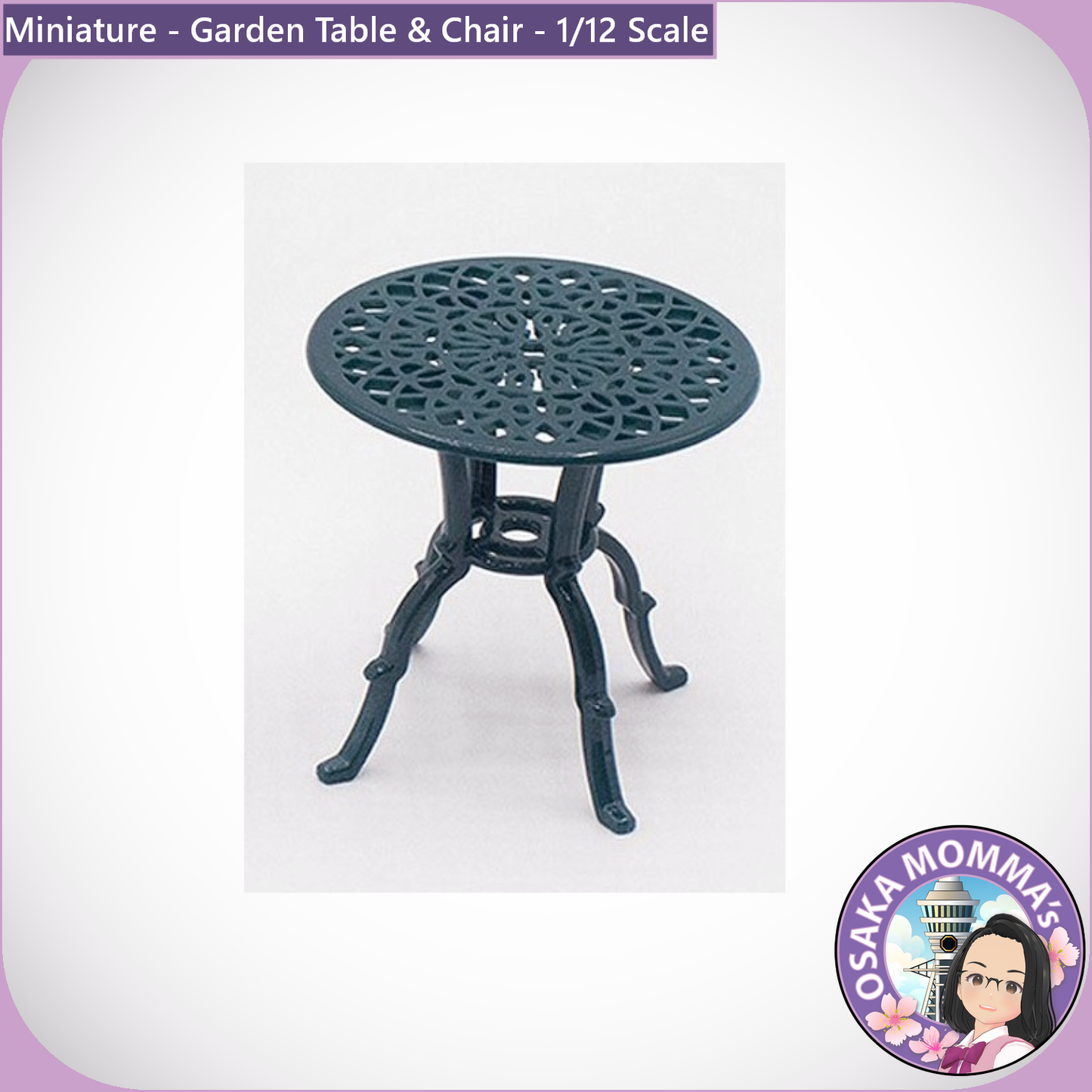 1/12 Scale Garden Table and Garden Chair