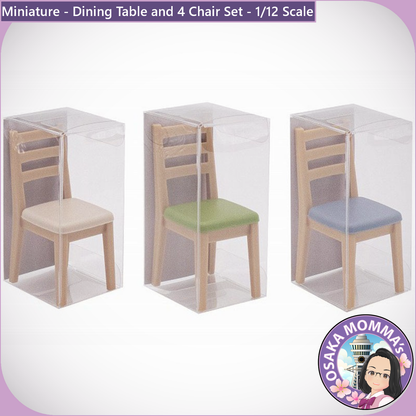 1/12 Scale Dining Table & 4 Chair Set Green Color