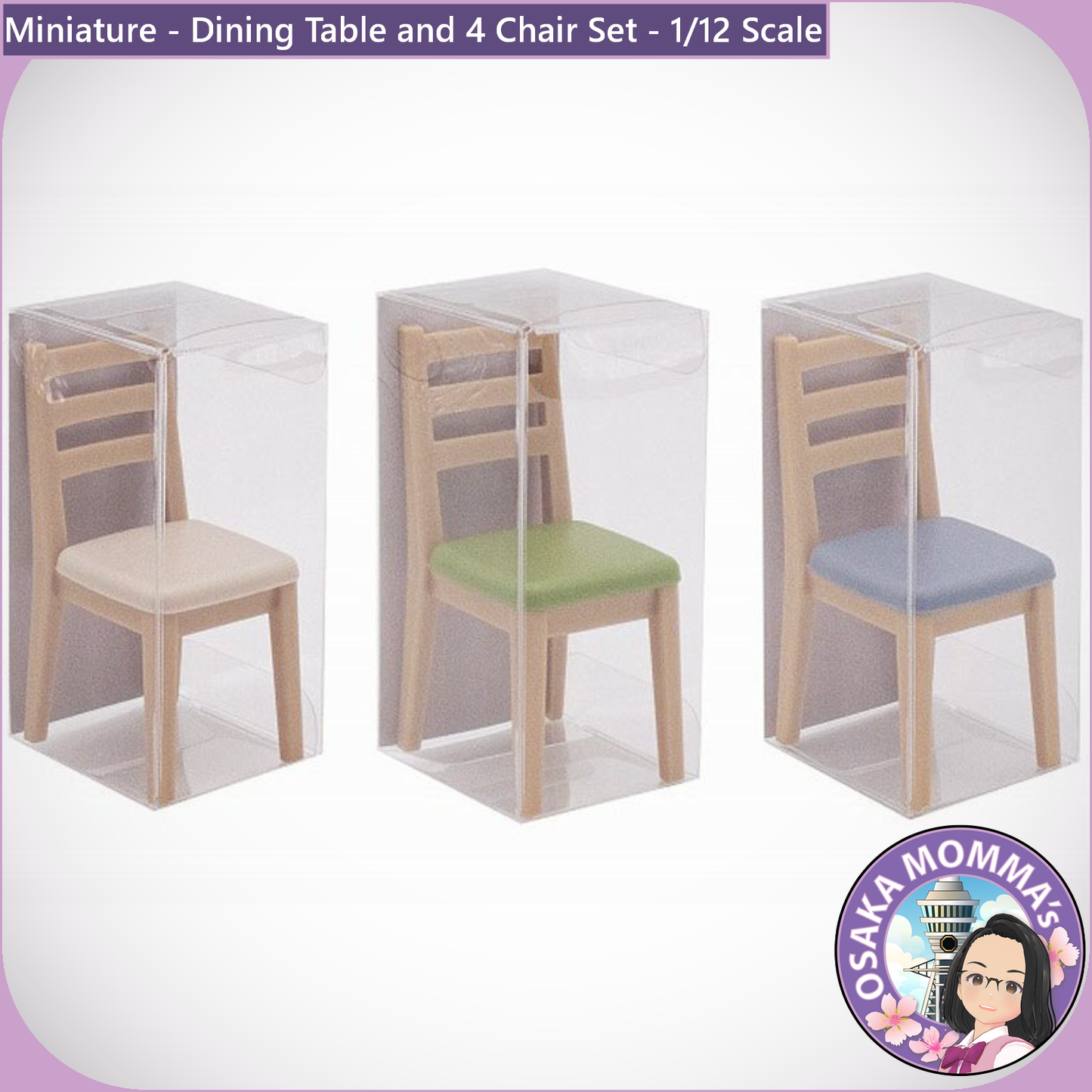 1/12 Scale Dining Table & 4 Chair Set Blue Color