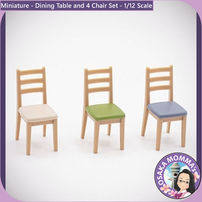 1/12 Scale Dining Table & 4 Chair Set Green Color