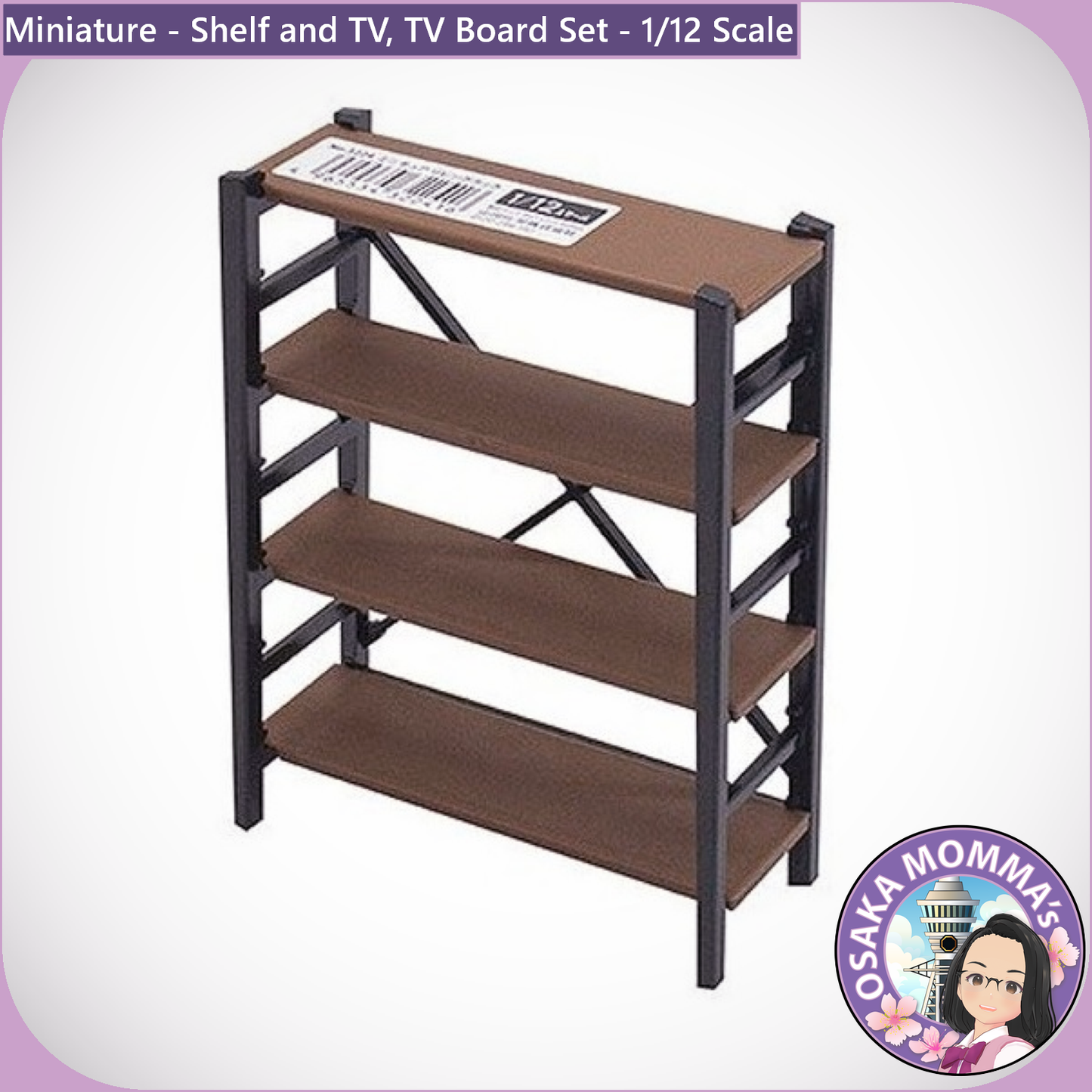 1/12 Scale Book Shelf & TV, TV Board Set Brown Color