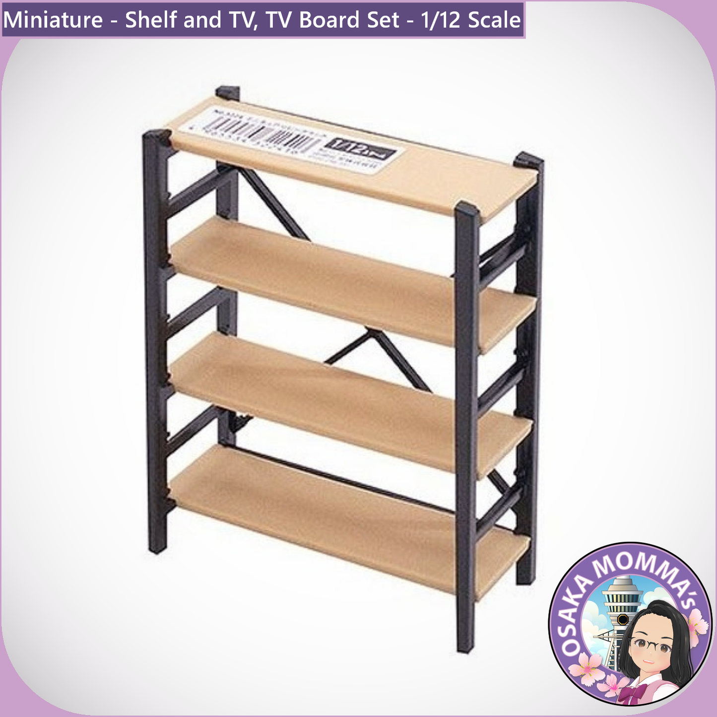 1/12 Scale Book Shelf & TV, TV Board Set Beige Color