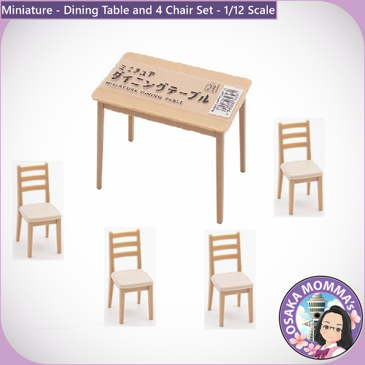 Miniature - Dining Table & 4 Chair Set Cream Color - 1/12 Scale