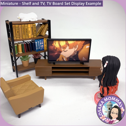 1/12 Scale Book Shelf & TV, TV Board Set Beige Color