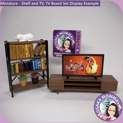 1/12 Scale Book Shelf & TV, TV Board Set Beige Color