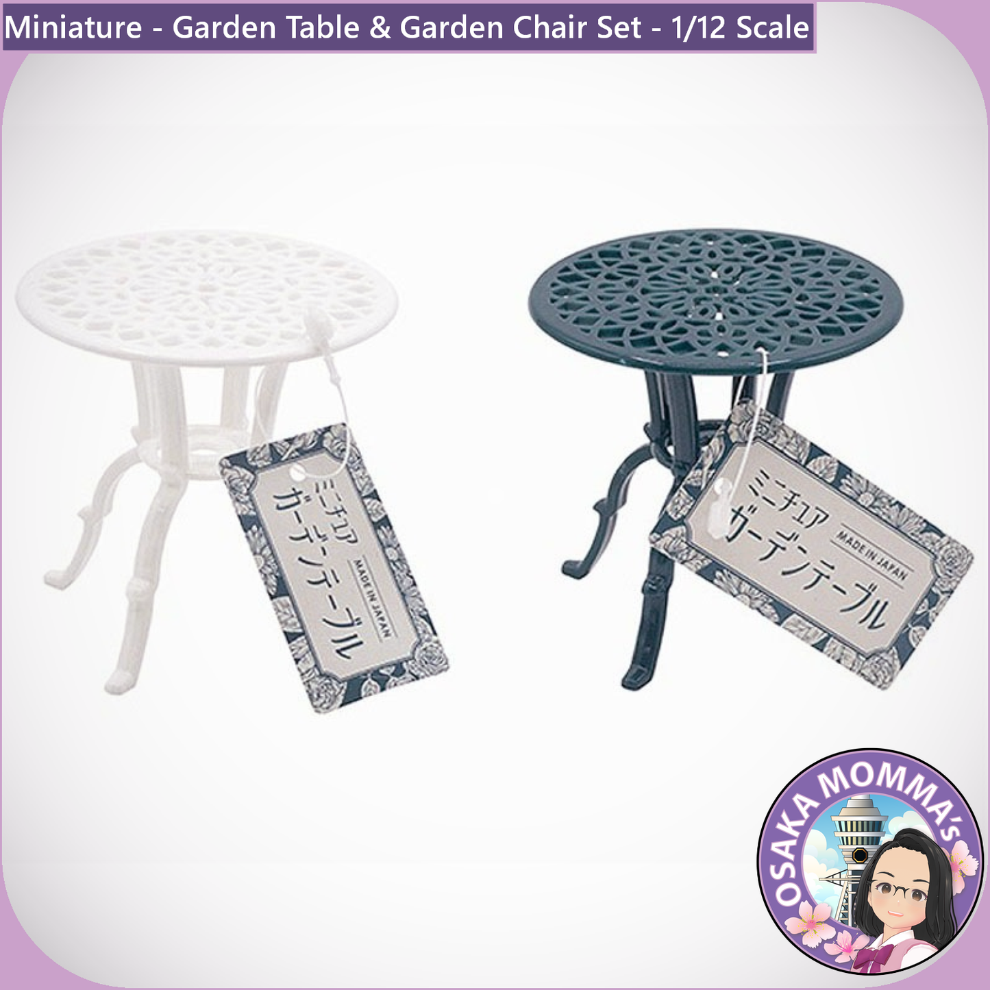 1/12 Scale Garden Table and Garden Chair Set