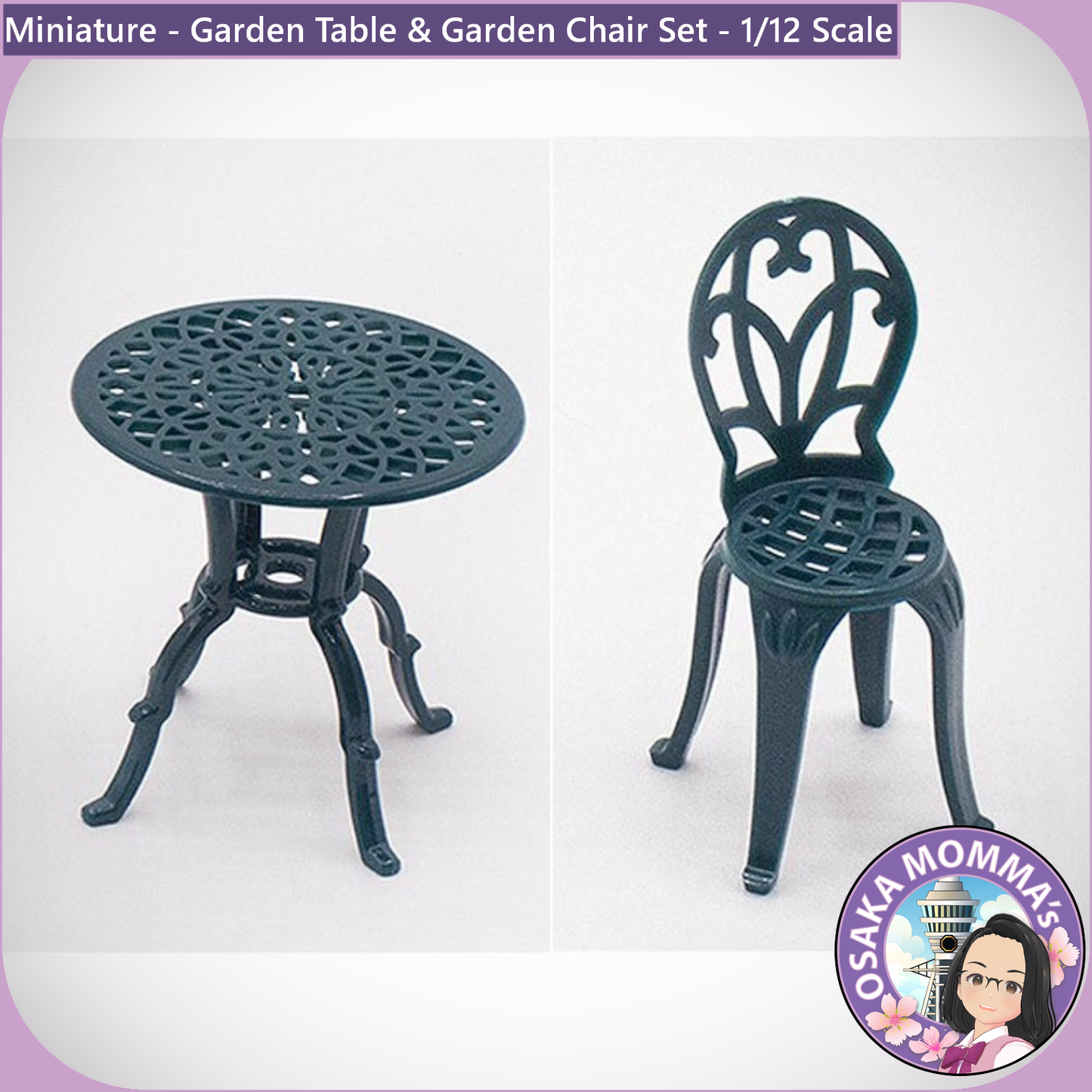 1/12 Scale Garden Table and Garden Chair Set