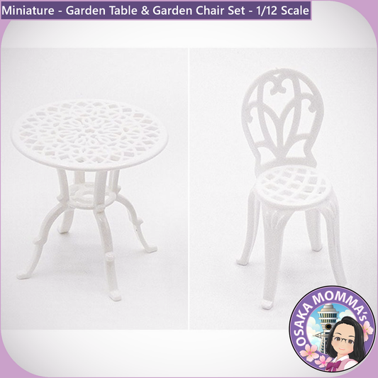 Miniature - Garden Table and Garden Chair Set - 1/12 Scale