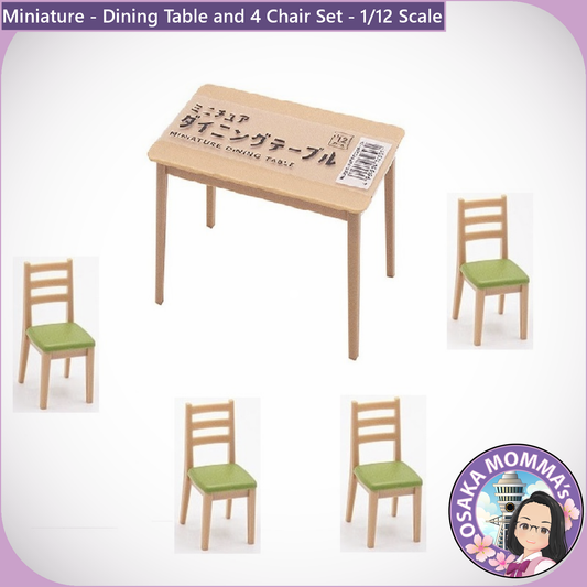 1/12 Scale Dining Table & 4 Chair Set Green Color