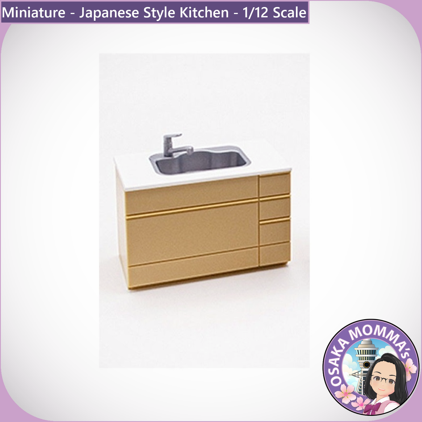 1/12 Scale Kitchen Sink & Gas Table (Beige)